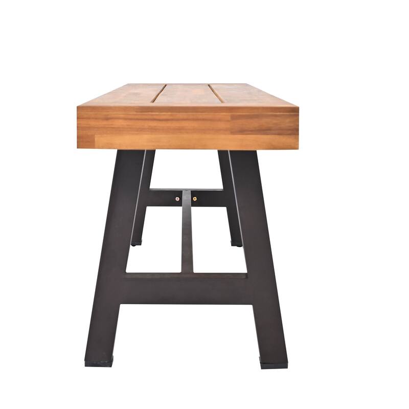 Outdoor Wood Dining Set with Bench Thicker and Table, Outdoor Dining Furniture with Removable Cushions and Ergonomic Chairs