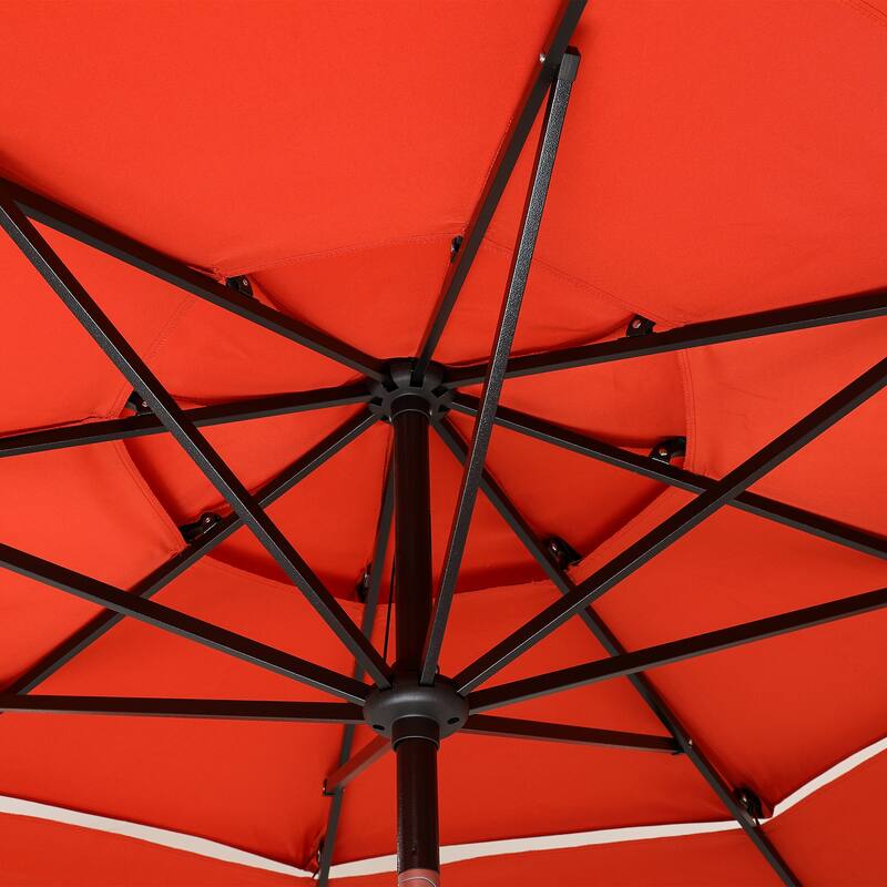 Clihome 10FT 3-Tiers Vented Round Market Umbrella with Crank Lift