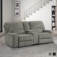 preview thumbnail 1 of 12, Eymard Chenille Fabric Power Reclining Loveseat with Console