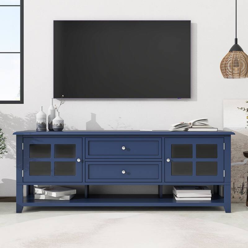 Modern TV Cabinet for 60" TVs with Silent Magnetic Doors - Media Console with Ample Storage