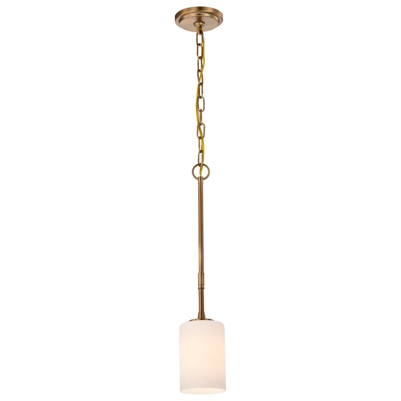 Liam 1 Light Mini Pendant Burnished Brass White Opal Glass - Burnished Brass