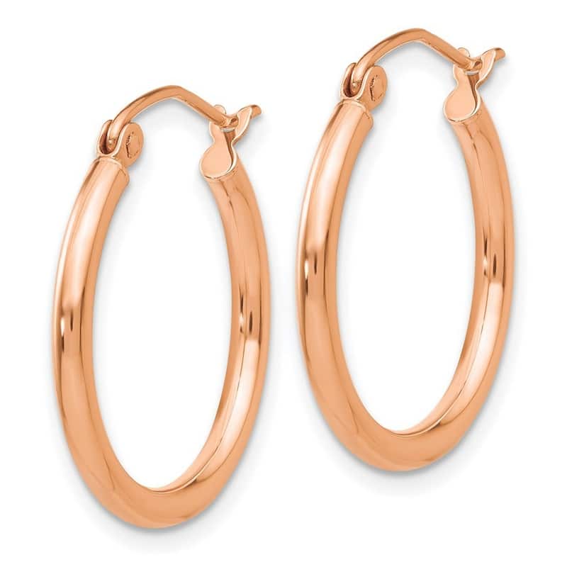 Curata 10k Rose Gold 2mm Polished Classic Hoop Earrings - 20mm 26mm 30mm