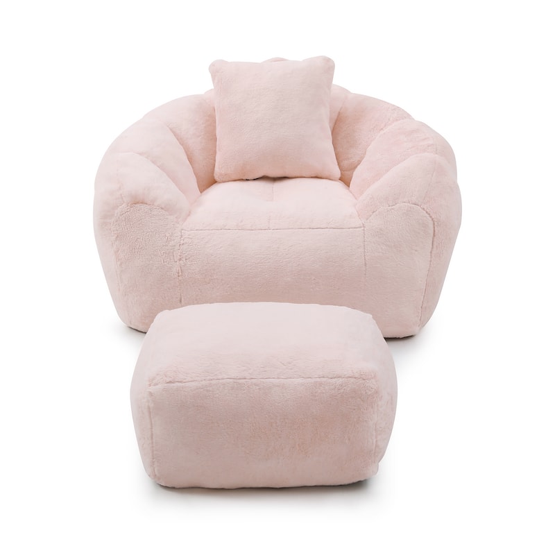 HOMYLIN Giant Bean Bag Chair with Footstool, Soft Lounge Seat