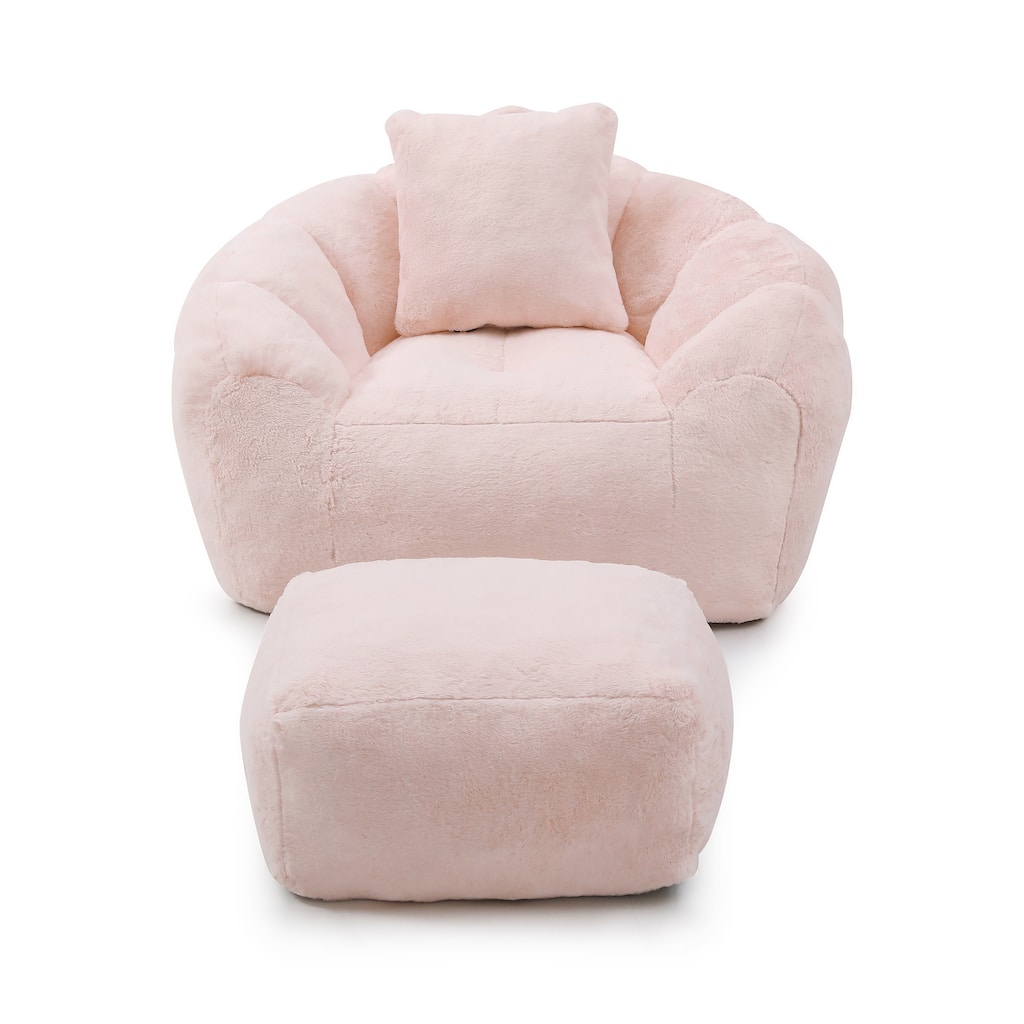 HOMYLIN Giant Bean Bag Chair with Footstool, Soft Lounge Seat