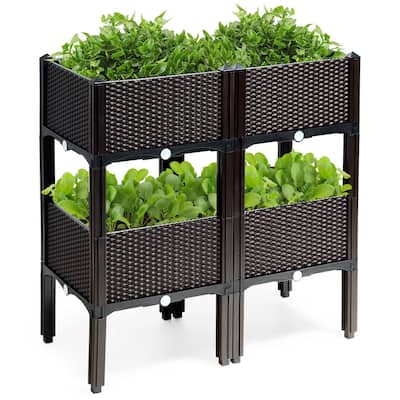 Costway Set of 4 Raised Garden Bed Elevated Flower Vegetable Herb Grow - See Description