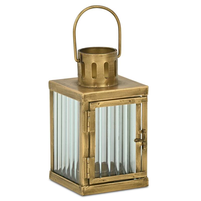 Marzanna 6.75" Fluted Glass & Metal Lantern - N/A