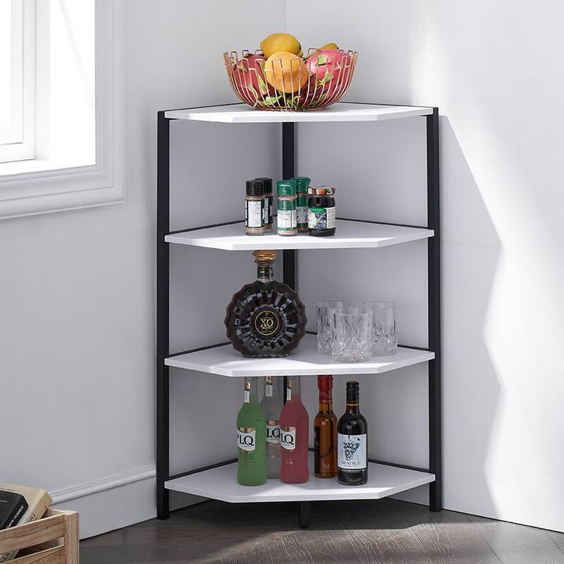 VECELO 4-Tier Triangle Corner Bookshelf & End Table 31" Multi-Functional Living Room Storage shelf