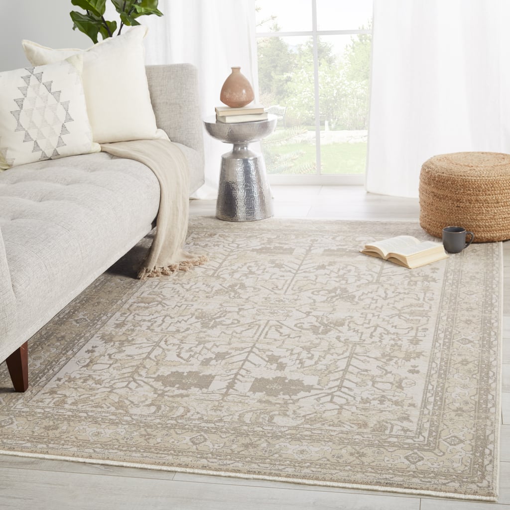 Scarla Oriental Cream/ Light Gray Area Rug