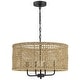 preview thumbnail 2 of 9, 4-Light Bohemian Hand Woven Drum Chandelier - Straw - 20 in. W