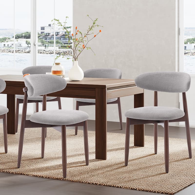 Modern Fabric Upholstered Kitchen Side Chairs, Farmhouse Dining Room Chair with Foot Pegs
