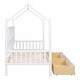 preview thumbnail 7 of 7, Wooden House Bed with 2 Drawers, 8 Storage Shelf, Kids Bed