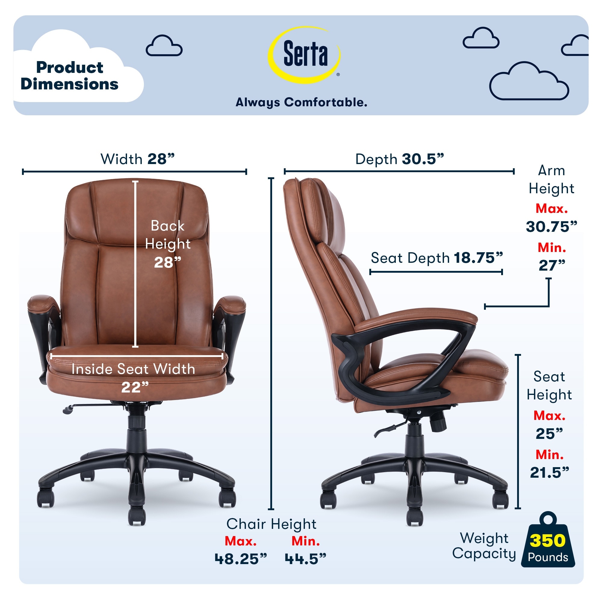 Serta big & tall executive chair clearance