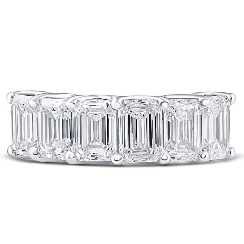 6Ct TW Emerald Cut Diamond Ring U Prong Lab Grown White Yellow or Rose Gold