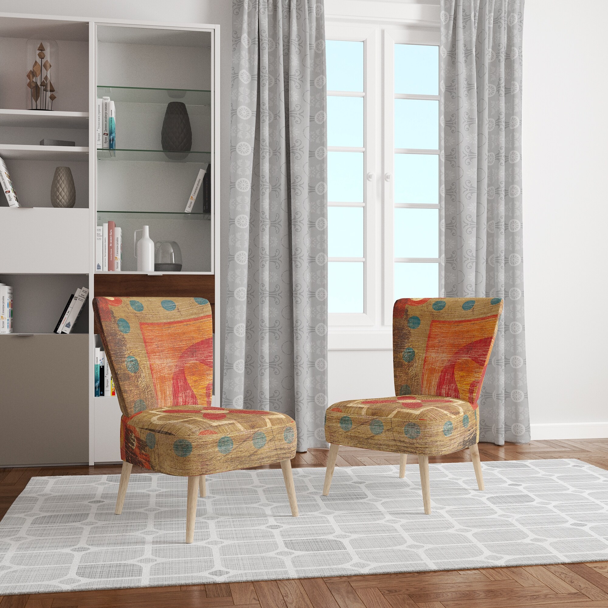 Designart "Moroccan Orange Tiles Collage II" Upholstered - Picture 17 of 20