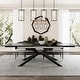preview thumbnail 33 of 40, 110.24'' Extendable Rectangular Sintered Stone Dining Table For 6-10 People Italian Black
