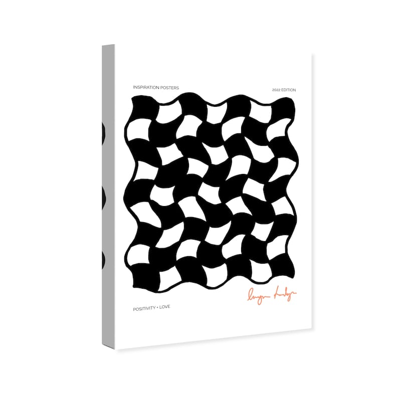 Wynwood Studio Canvas Abstract Check Mesh Black and Modern & Contemporary Wall Art Canvas Print