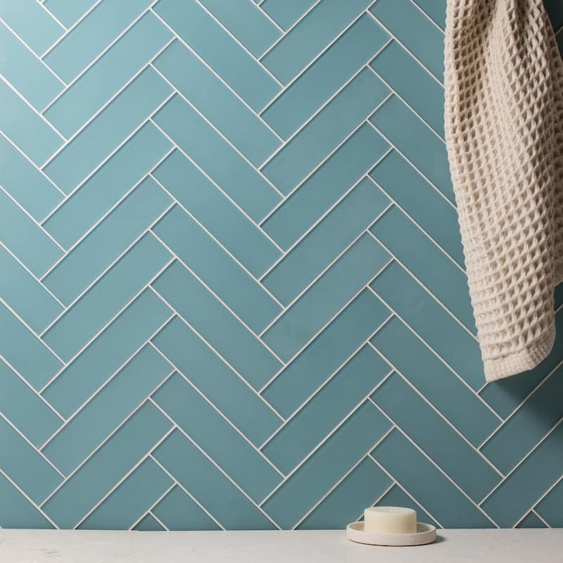 2 in. x 8 in. Glass Subway Wall Tile - Sample swatch - Skyline Matte