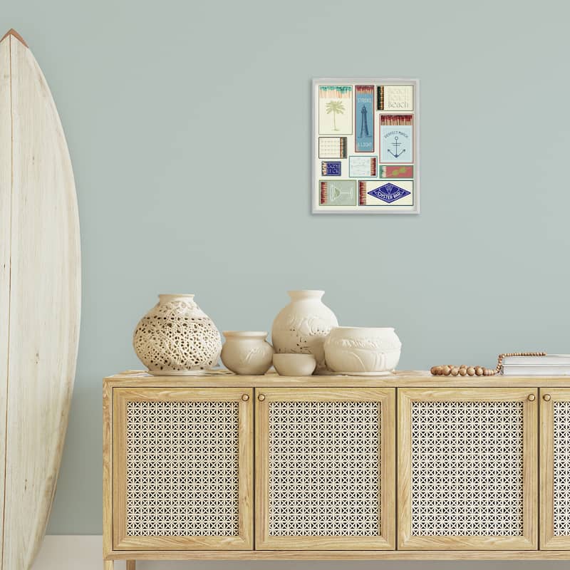 Stupell Nautical Theme Matchboxes Framed Giclee Art Design By Lil' Rue