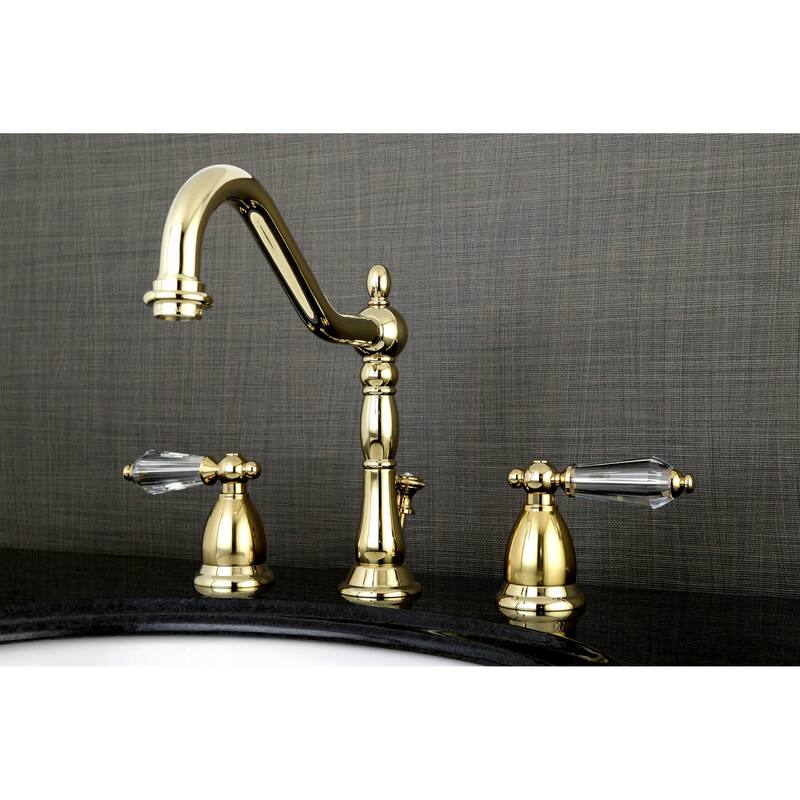 Wilshire Deck Mount Widespread Bathroom Faucet with Brass Pop-Up