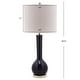 preview thumbnail 3 of 8, SAFAVIEH Lighting 31-inch Mae Long Neck Ceramic Navy Table Lamp (Set of 2) - 14"x14"x30.5"