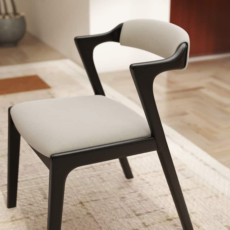 Roundhill Furniture Lavin Walnut Finish Upholstered Dining Chairs, Set of 2