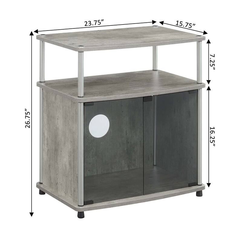 Convenience Concepts Designs2Go TV Stand with Black Glass Storage Cabinet and Shelf for TVs up to 26 Inches