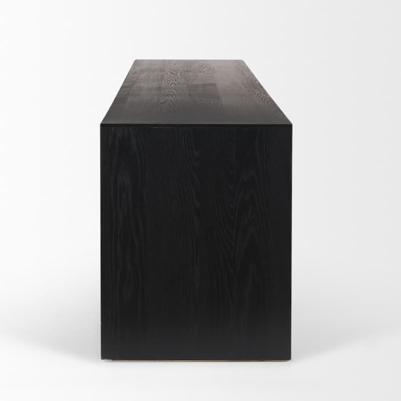 Tabor Natural Wood w/ Black Oak Waterfall Media Coffee Table - 94.0L x 19.0W x 24.0H