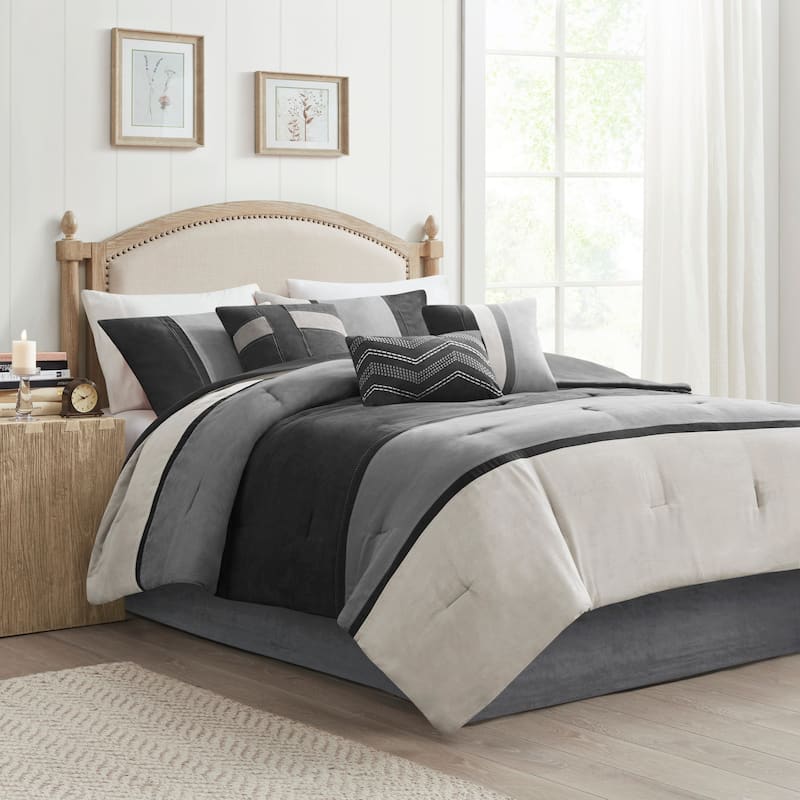 Madison Park Hanover 7 Piece Faux Suede Comforter Set