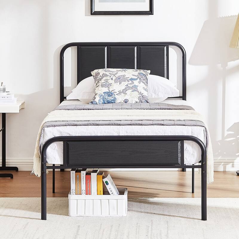 VECELO Platform Bed Frame with Wood Headboard,Twin/Full/Queen Size Bed
