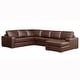 preview thumbnail 13 of 23, Mitchell Modern Premium Top Grain Italian Leather Sectional Sofa Chestnut Brown