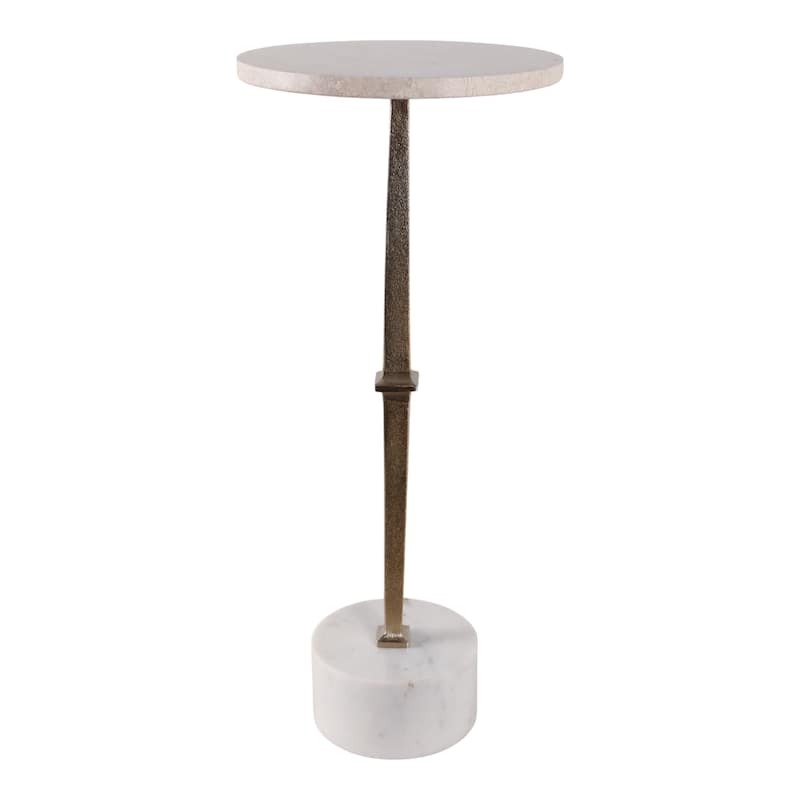 Metal Side Table Modern Slim Base Round Top Cocktail Accent - 24" Gold - 24.0"