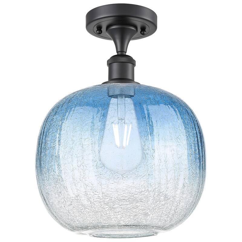 Innovations Lighting 516-1C-13-11 Brookhaven Sphere Semi-Flush - Matte Black / Sapphire Blue