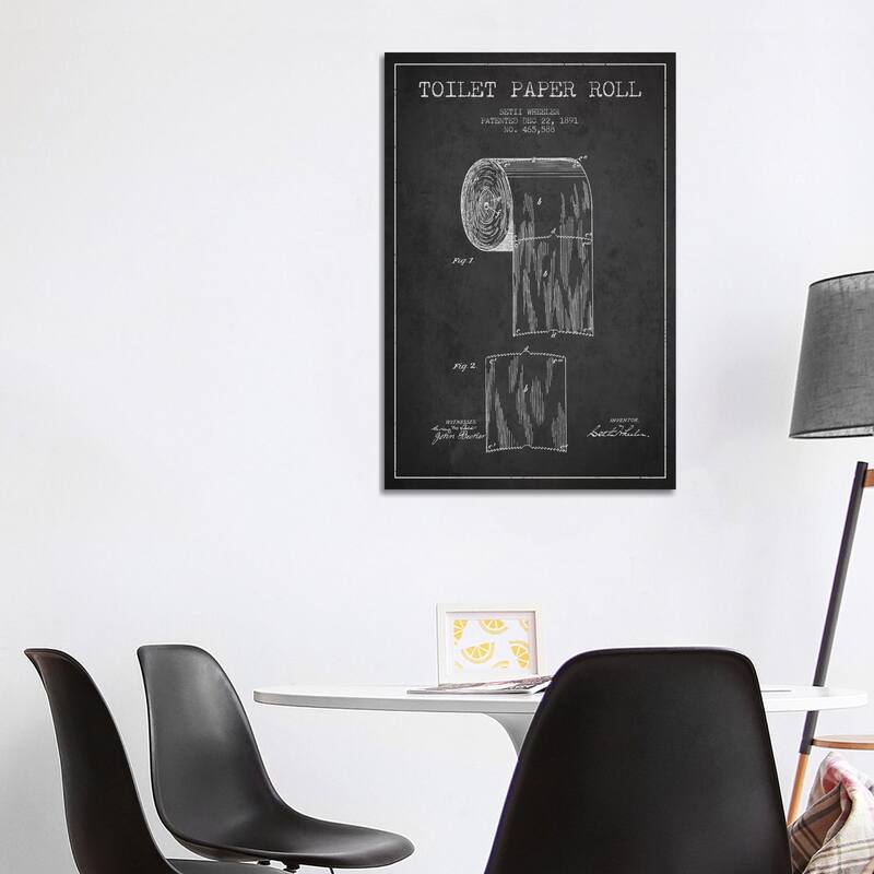 iCanvas 'Toilet Paper Charcoal Patent Blueprint' Canvas Print - 40x26x1.5
