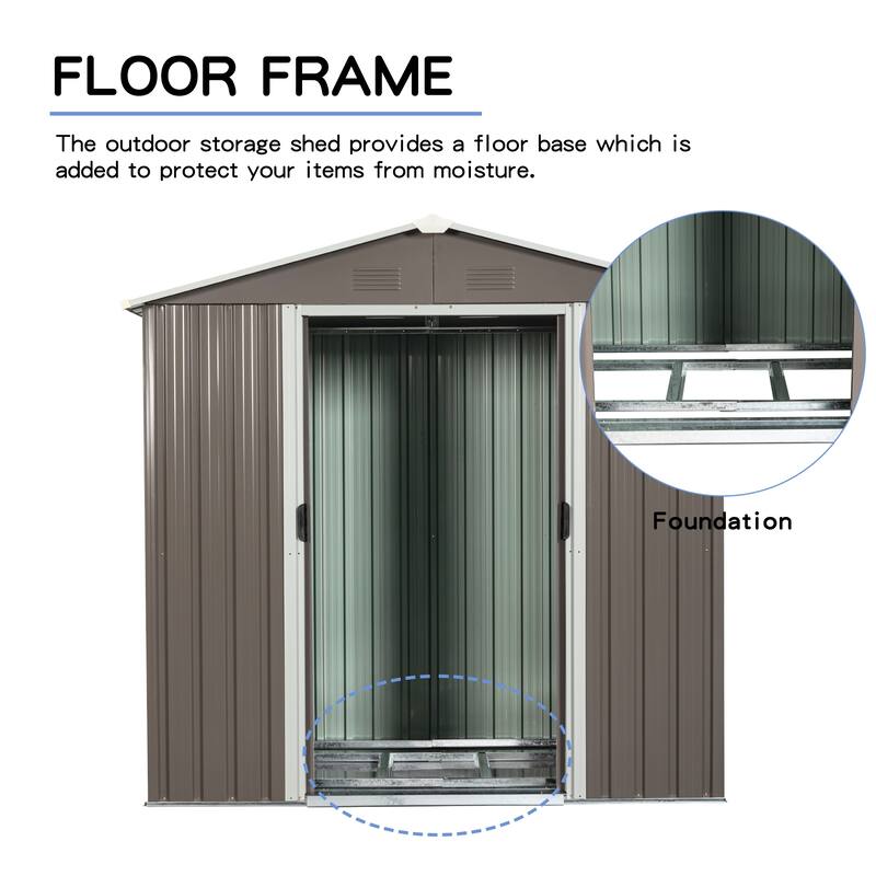 8 ft. x 4 ft. Outdoor Galvanized Metal Storage Shed with Sliding Door