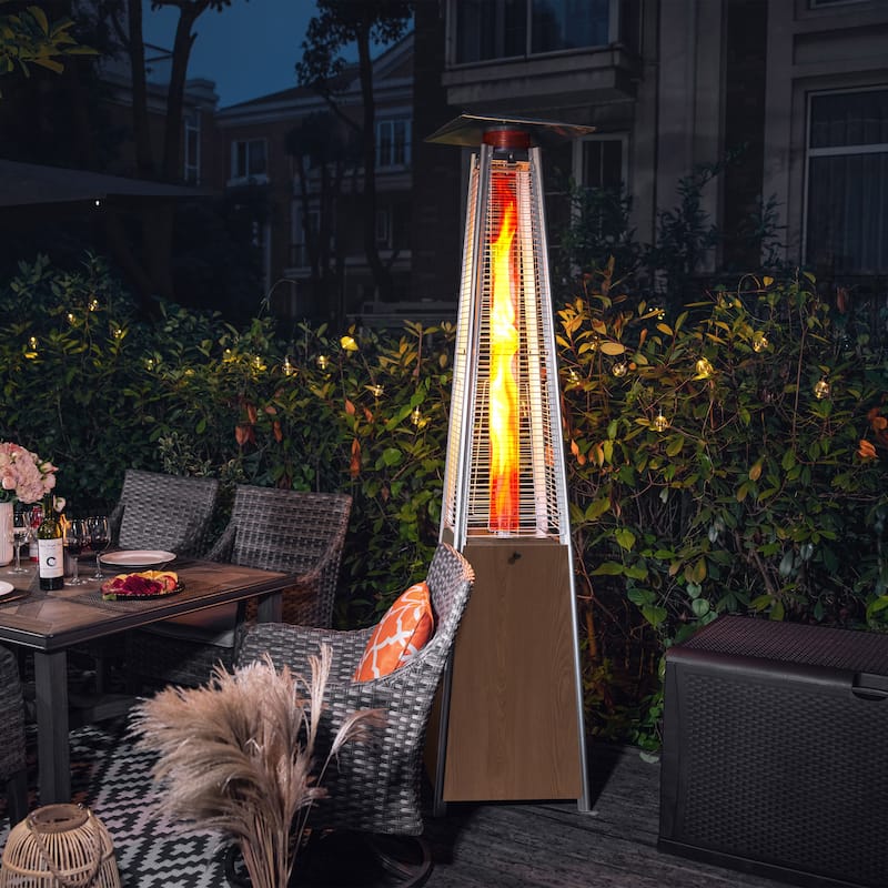 Outdoor 48,000 BTU Pyramid Propane Gas Patio Heater with Wheels