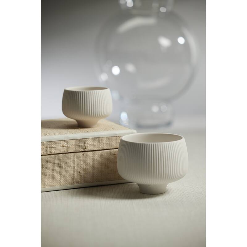 Acerra 3.5" Ridged Condiment Porcelain Bowls Set of 6