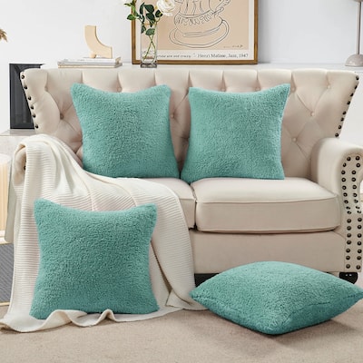 Accent Sherpa Pillow Cover Set of 4 20Inch x 20Inch, NO INSERT