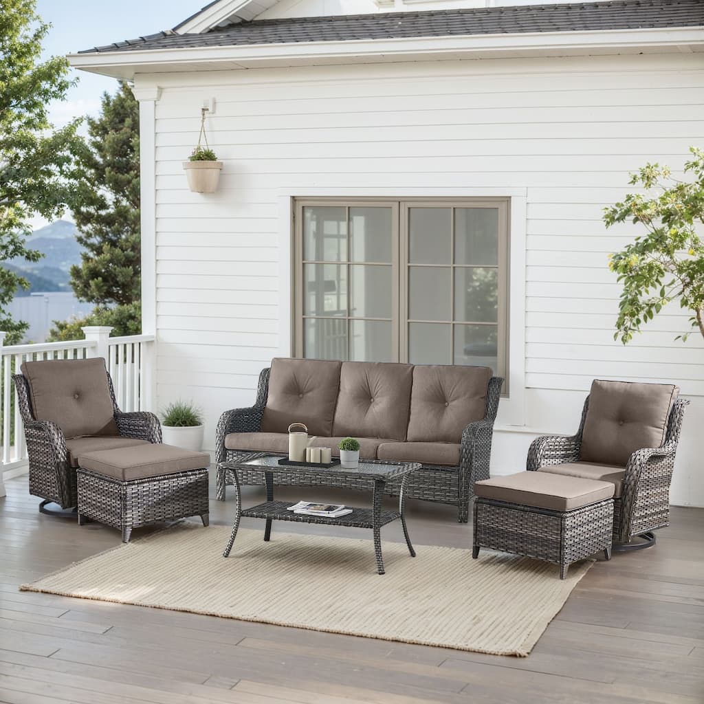 Outdoor Swivel Chairs with Sofa Ottoman Grey-Grey - Grey
