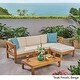preview thumbnail 2 of 16, Alcove Outdoor Acacia Wood 5 Piece Sofa Set by Christopher Knight Home