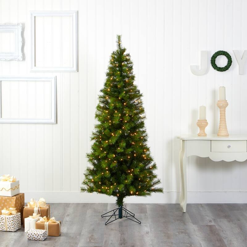 6.5Ft Artificial Christmas Tree - Pre-Lit Green Pine Holiday Decor with Bendable Branches - 72