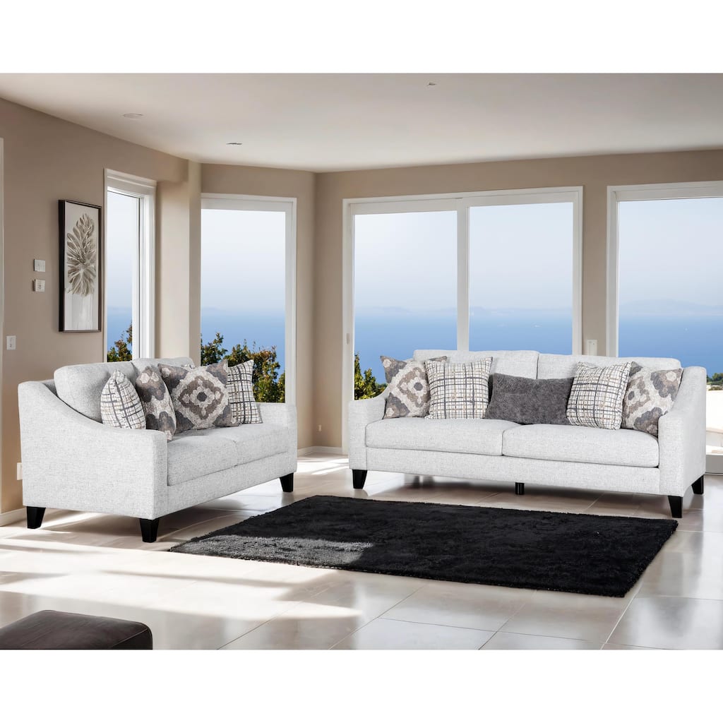 Furniture of America Lenatas 2-Piece Off-White Fabric Living Room Set with Accent Pillows
