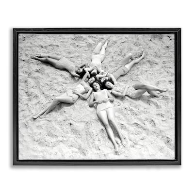 Stupell Women on Beach in Star Shape Framed Floater Canvas Wall Art Design By Arlington Prints