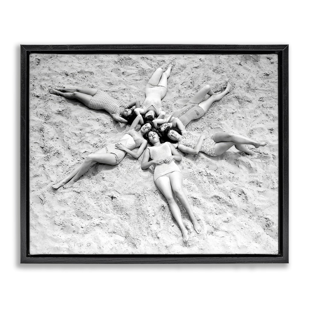 Stupell Women on Beach in Star Shape Framed Floater Canvas Wall Art Design By Arlington Prints
