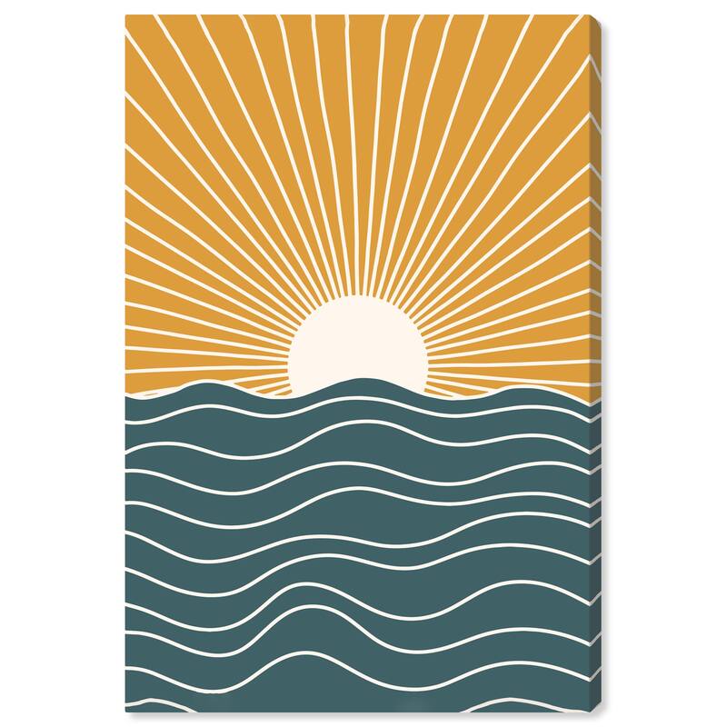 Wynwood Studio Canvas Nautical and Coastal Sun from early Gold and Dark Blue Nautical & Coastal Wall Art Canvas Print - 36 x 24