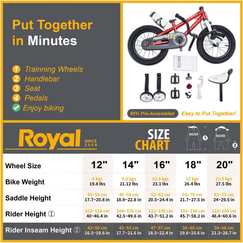 Royalbaby Freestyle Kids Bike 16 Inch Bicycle for Boys Girls Ages 39