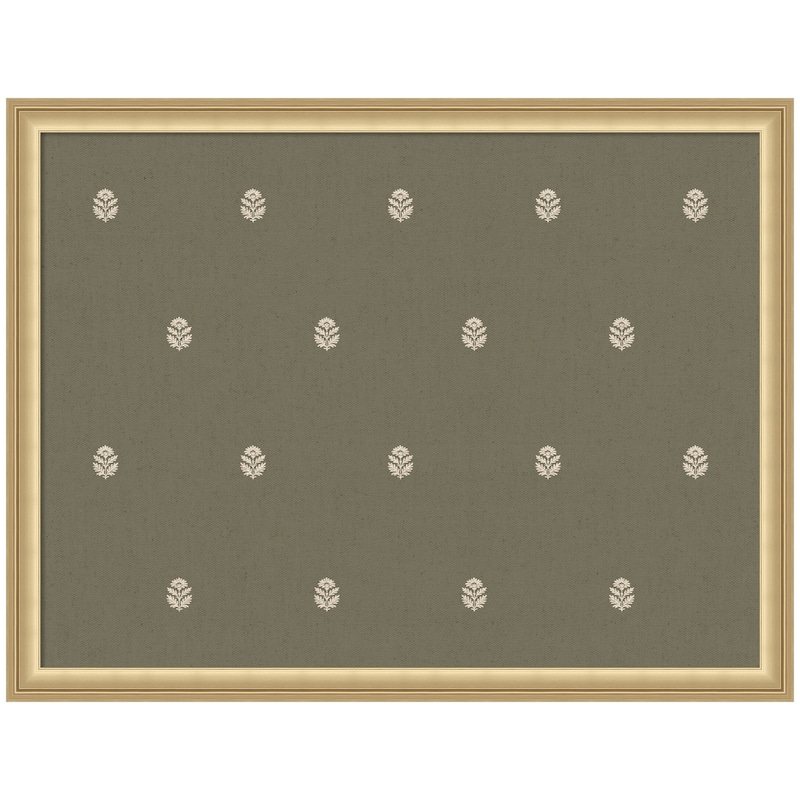 Kate and Laurel Pinboard Green Botanical Block Print - 26x20 - Florence Gold