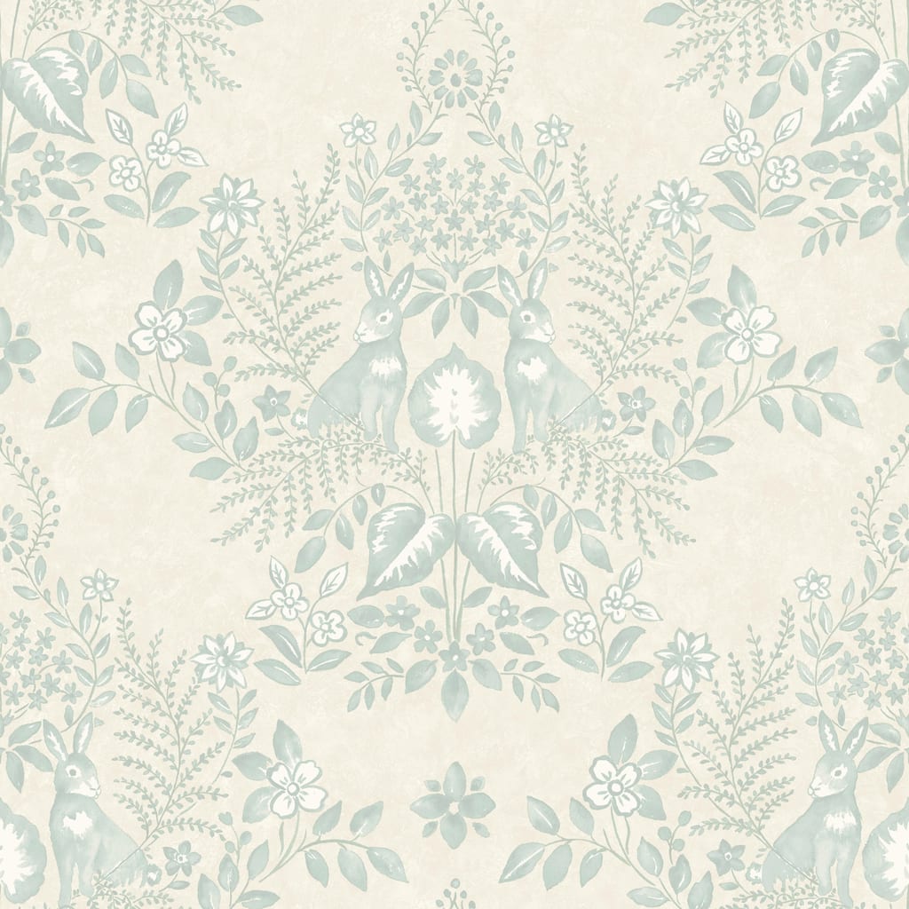 Erin & Ben Vintage Duck Egg Cottontail Toile Peel and Stick Wallpaper