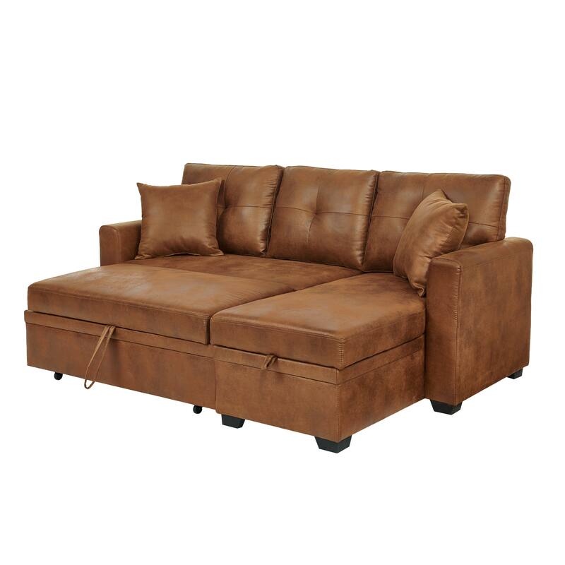Sleeper Sofa,Sectional with Pull-Out Bed, Reversible Chaise, Storage Sectional, Convertible Sofa Bed, L-Shaped Sofa