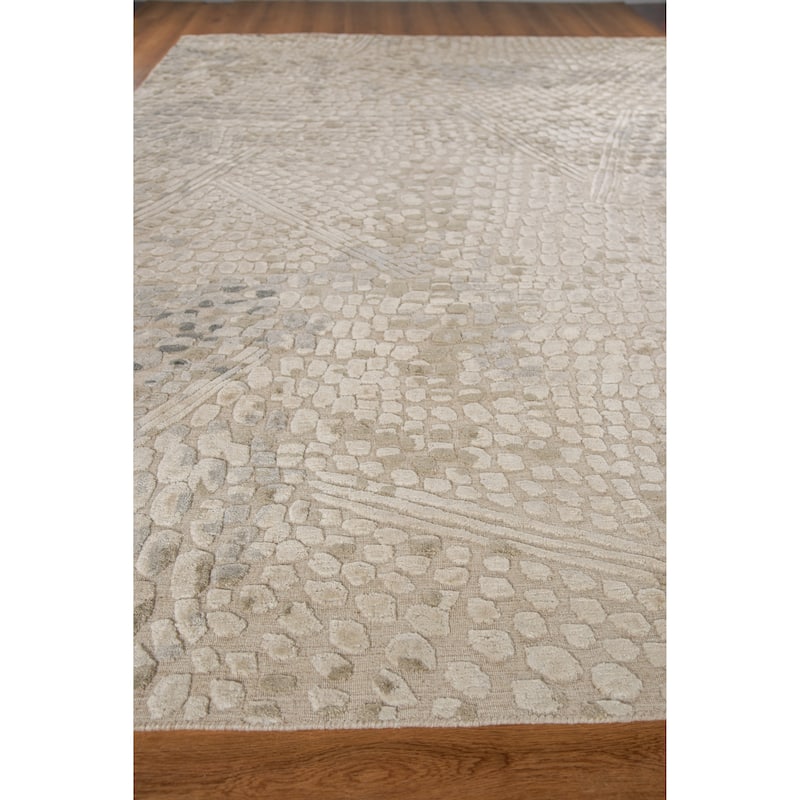 EXQUISITE RUGS Overture Hand-loomed Wool/Bamboo Silk Beige Area Rug.