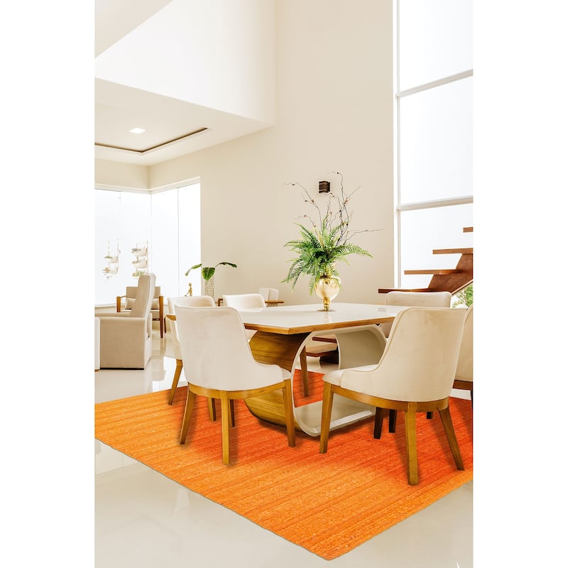 ECARPETGALLERY Flat-Weave Natural Burnt Orange Wool Tapestry Kilim - 6'4 x 6'4